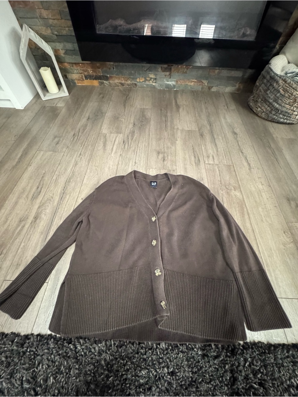 GAP Dark Brown Knit Button Cardigan